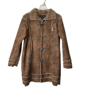Baby Phat Girlz 16 Penny Lane Y2K VTG Tan Toggle Coat faux suede Sherpa XL